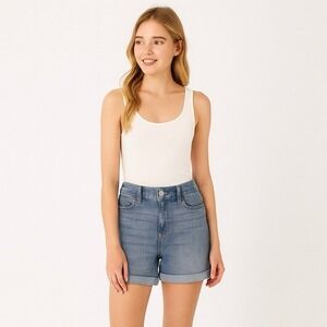 Liverpool Sz 14 Los Angeles Denim Jean Short Rolled Hem Summer Relaxed Boyfriend